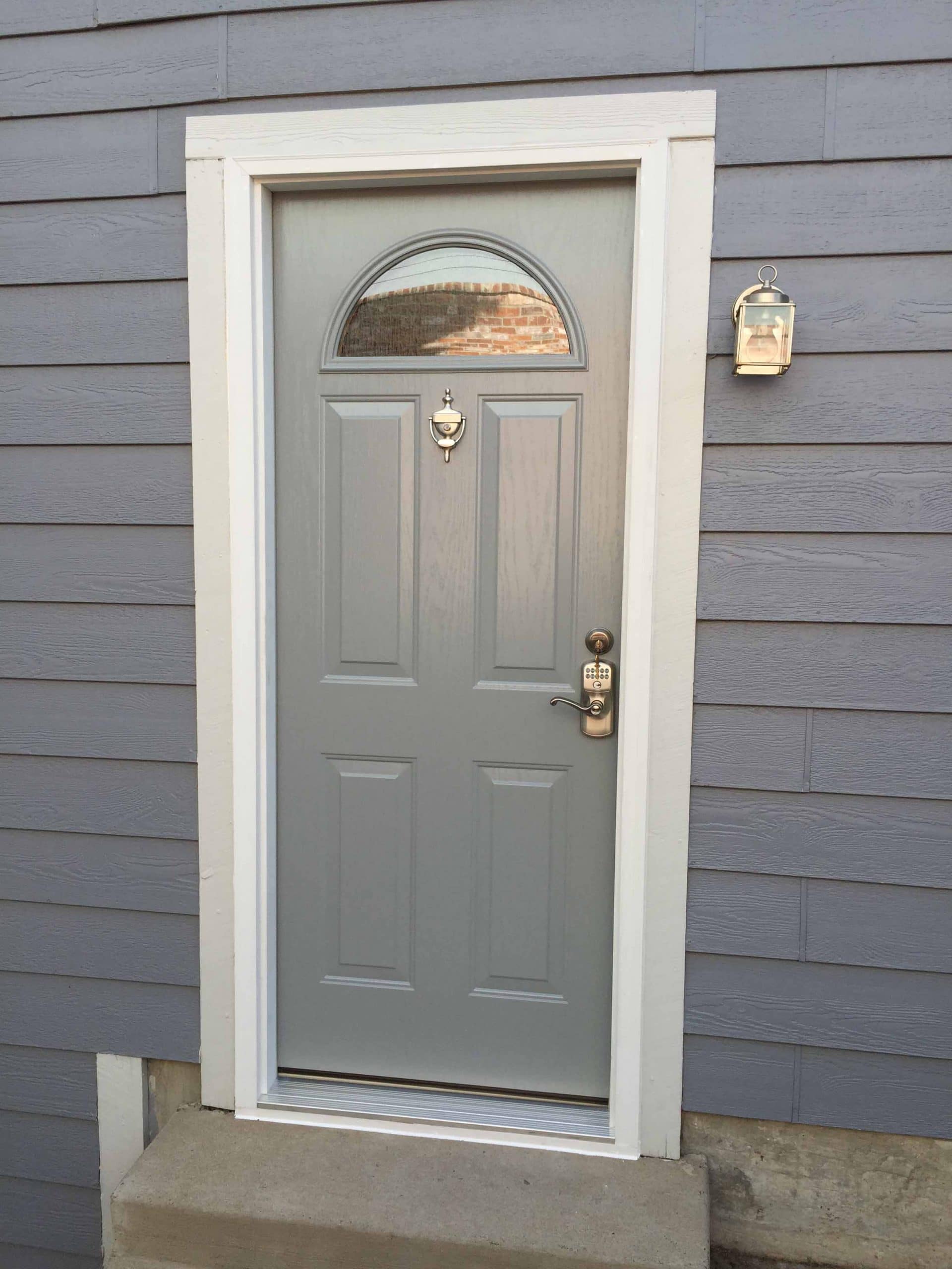 Gray entry door